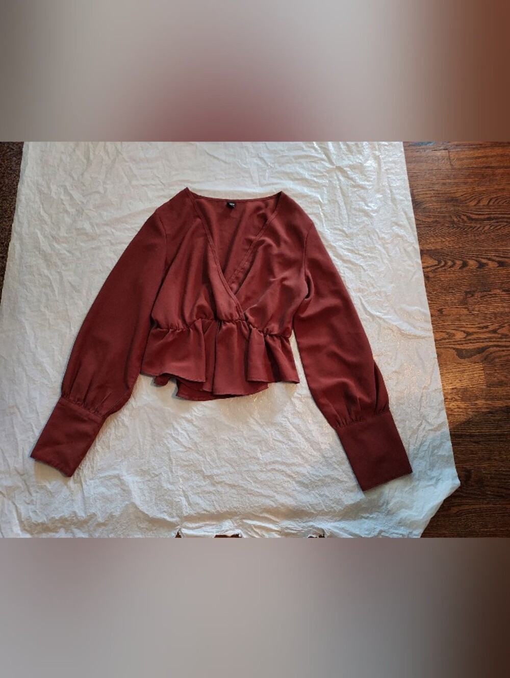 SHEIN Rust Wrap Peplum Blouse
